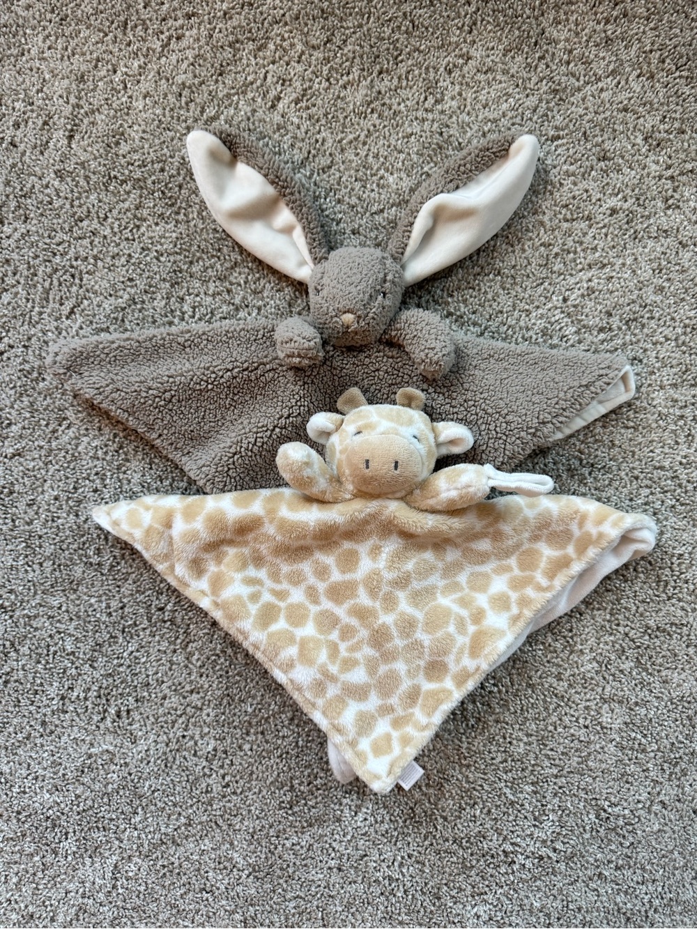 Baby Lovey Security Blanket Lot Bunny Koala Giraffe Neutral Plush animal 3 Piece - Picture 6 of 16